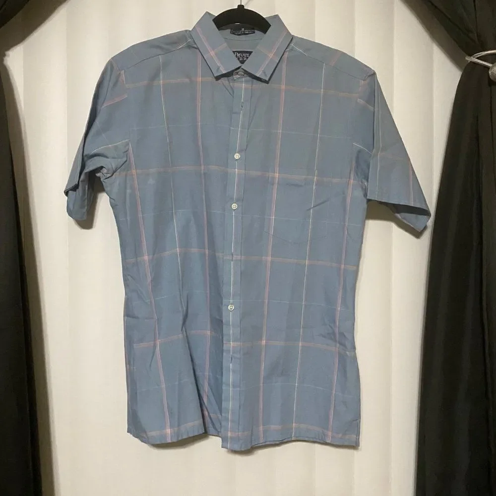 Private Club blue with pink stripes shirt sleeve dress shirt